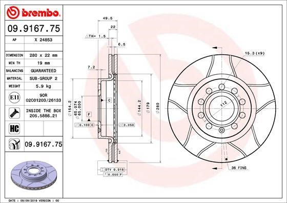 AP (Brembo) X 24853 Brake disc X24853