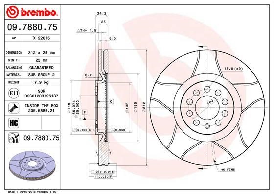 AP (Brembo) X 22015 Brake disc X22015