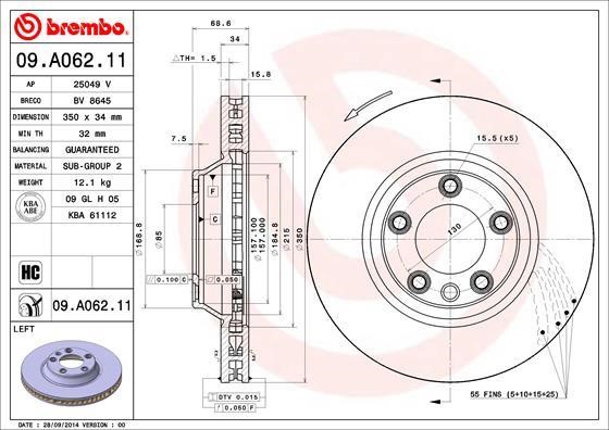 AP (Brembo) 25049 V Brake disc 25049V