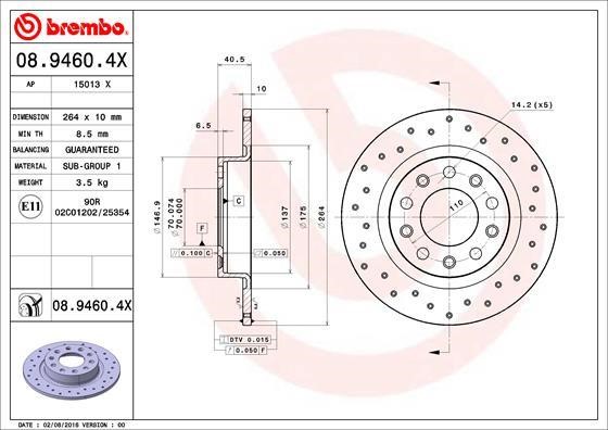 AP (Brembo) 15013 X Brake disk 15013X