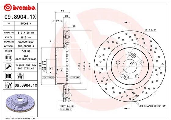 AP (Brembo) 25063 X Brake disk 25063X