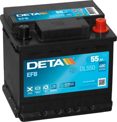 Deta DL550 Battery Deta 12V 55AH 540A(EN) R+ DL550