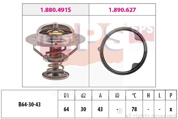 Eps 1.880.491 Coolant thermostat 1880491 1880491 Eps Coolant thermostat