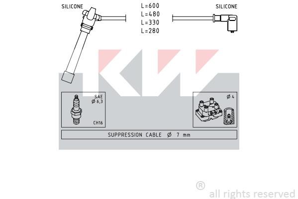 KW 360505 Ignition cable kit 360505