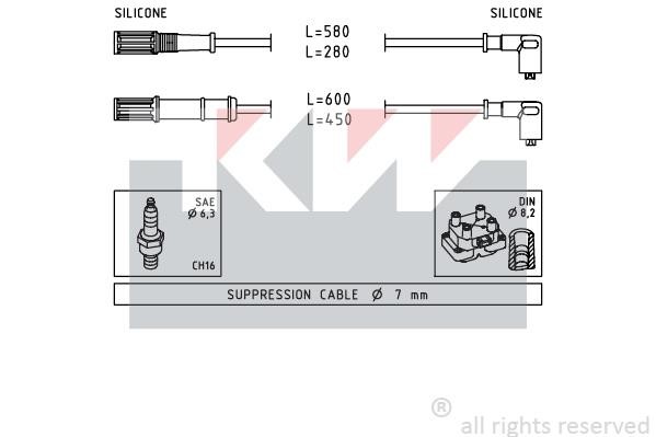 KW 360451 Ignition cable kit 360451