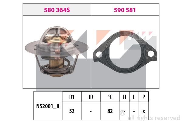 KW 580364 Thermostat, coolant 580364