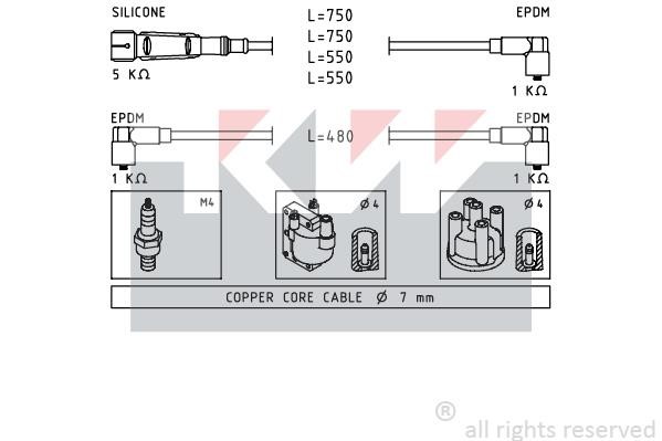 KW 359736 Ignition cable kit 359736