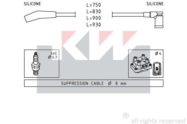 KW 360568 Ignition cable kit 360568