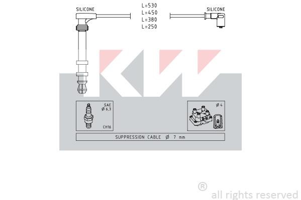 KW 360503 Ignition cable kit 360503