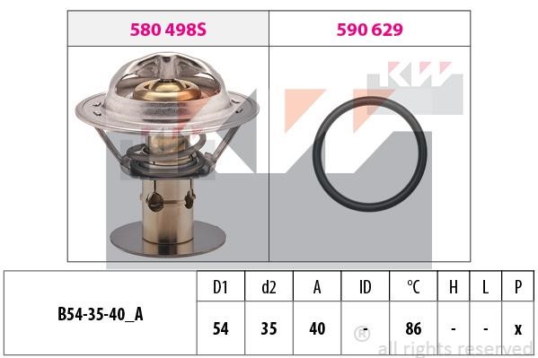 KW 580498 Thermostat, coolant 580498