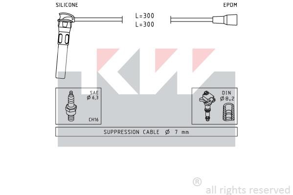 KW 360889 Ignition cable kit 360889