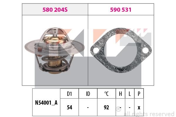 KW 580204 Thermostat, coolant 580204