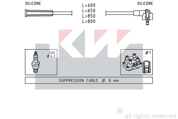 KW 360007 Ignition cable kit 360007