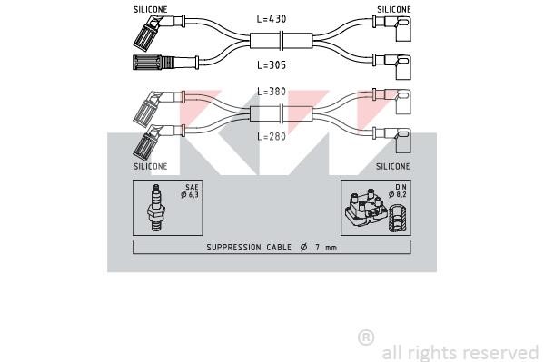 KW 359889 Ignition cable kit 359889
