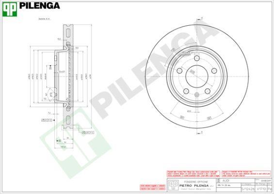 Pilenga V1710 Front brake disc ventilated V1710
