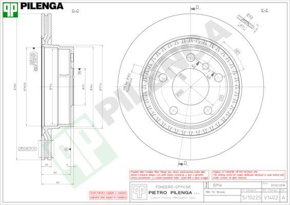 Pilenga V1402 Rear ventilated brake disc V1402