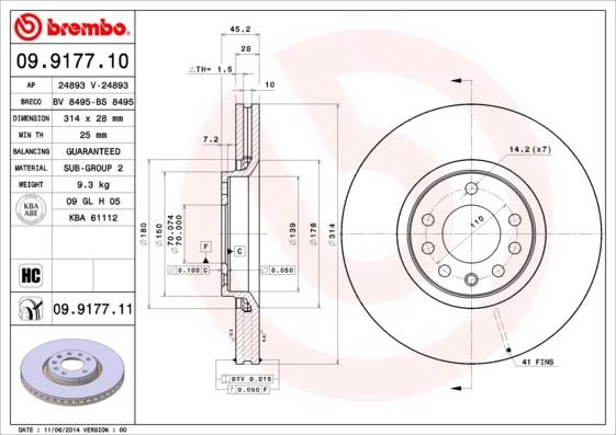 Breco BV 8495 Front brake disc ventilated BV8495