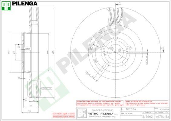 Pilenga V675L Front brake disc ventilated V675L