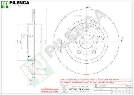 Pilenga 5497 Rear brake disc, non-ventilated 5497