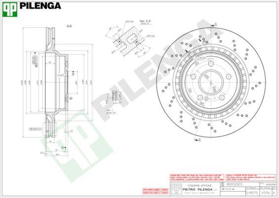 Pilenga V594 Rear ventilated brake disc V594