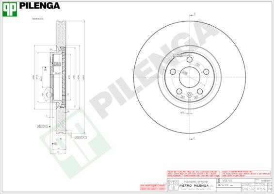 Pilenga V1514 Front brake disc ventilated V1514