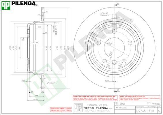 Pilenga 5111 Rear brake disc, non-ventilated 5111