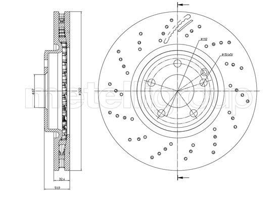 Fri.tech BD1640 Front brake disc ventilated BD1640