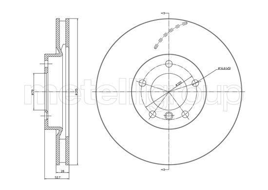 Fri.tech BD0879 Front brake disc ventilated BD0879