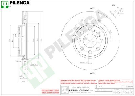 Pilenga V046 Front brake disc ventilated V046