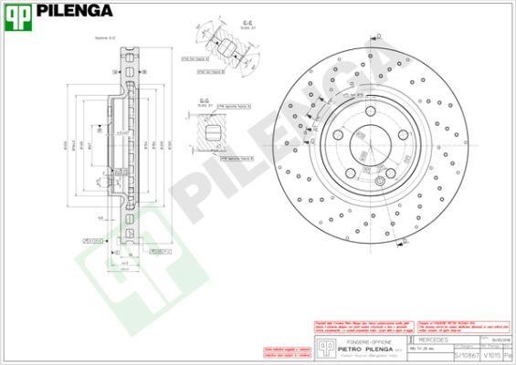 Pilenga V1015 Front brake disc ventilated V1015