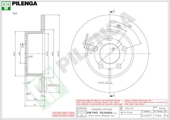 Pilenga 5160 Unventilated front brake disc 5160