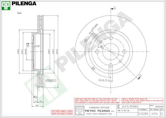 Pilenga V014 Front brake disc ventilated V014