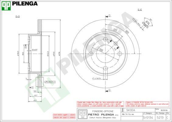 Pilenga 5213 Unventilated front brake disc 5213