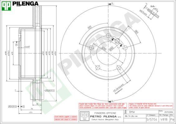 Pilenga V818 Front brake disc ventilated V818