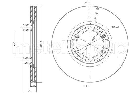 Fri.tech BD0516 Front brake disc ventilated BD0516