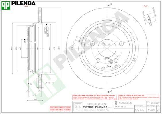 Pilenga 5903 Rear brake disc, non-ventilated 5903