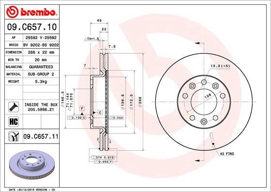 Breco BV 9202 Front brake disc ventilated BV9202