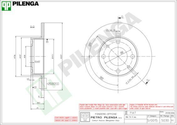 Pilenga 5030 Unventilated front brake disc 5030