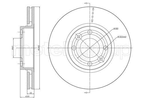 Fri.tech BD0972 Front brake disc ventilated BD0972