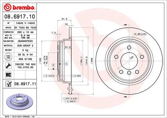 Breco BS 7530 Rear brake disc, non-ventilated BS7530