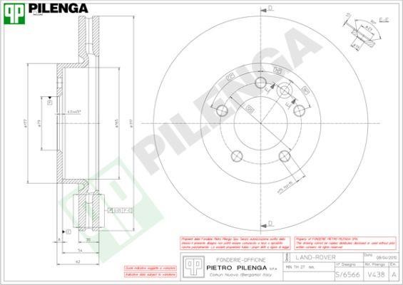 Pilenga V438 Front brake disc ventilated V438