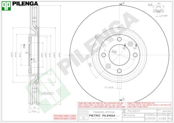 Pilenga V488 Front brake disc ventilated V488