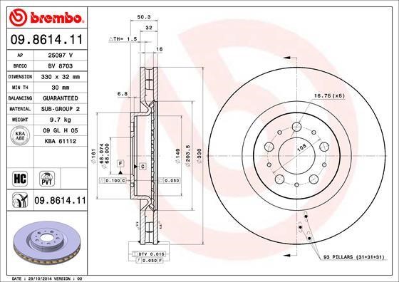 Breco BV 8703 Front brake disc ventilated BV8703