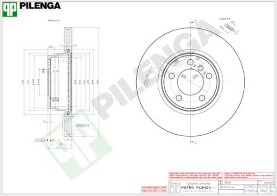 Pilenga V007 Front brake disc ventilated V007