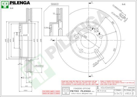 Pilenga V853 Front brake disc ventilated V853