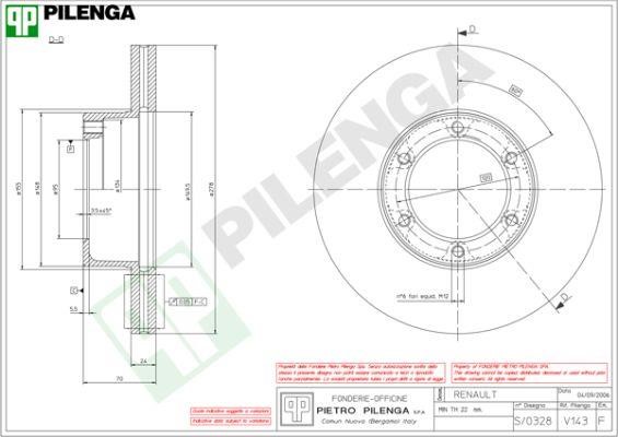 Pilenga V143 Front brake disc ventilated V143