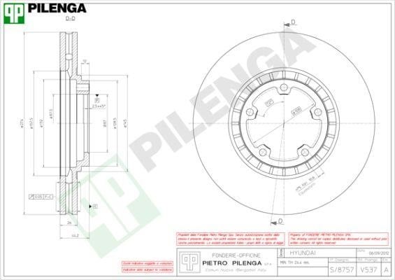 Pilenga V537 Front brake disc ventilated V537