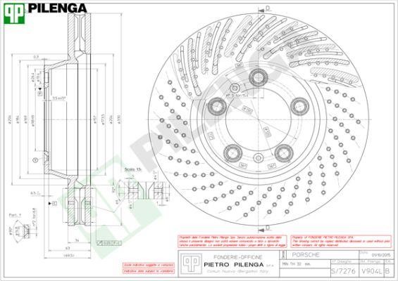 Pilenga V904L Front brake disc ventilated V904L