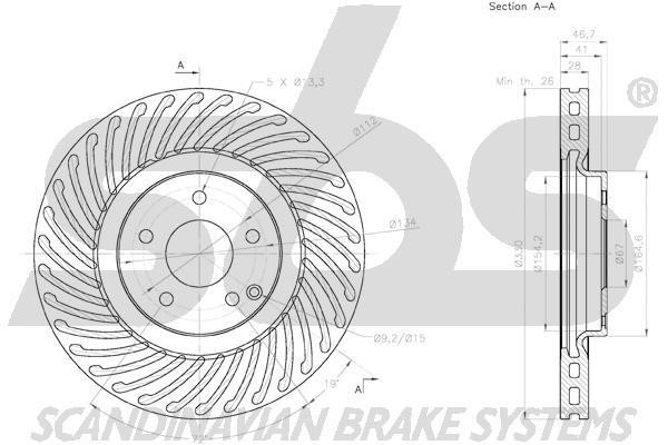 Front brake disc ventilated SBS 18153133114