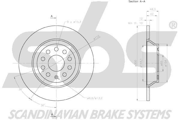 Rear brake disc, non-ventilated SBS 18153147160